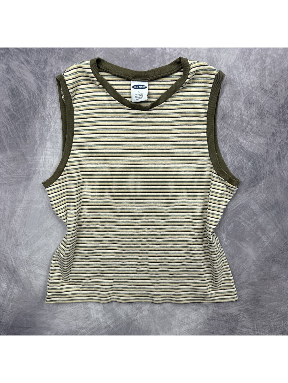 Vintage Old Navy Striped Tank Top Sz S Y2K Shirt Scoop